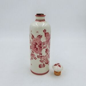 Bols Delft Red Handwerk Bottle Decanter Holland Decorative Ceramic Cork Stopper